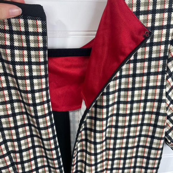 Shelby&Palmer Tan Plaid Short Sleeve Dress with Buttons Size 6 Women’s EUC - Picture 5 of 12